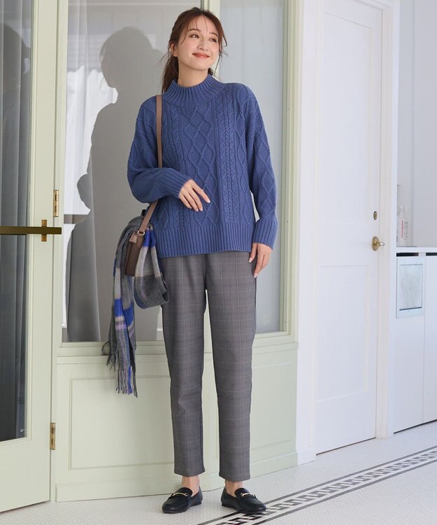 ANY 【ストレッチ/ガードル効果/裏起毛/ウエストゴム】大人の7daysウォームタッチパンツ チェック