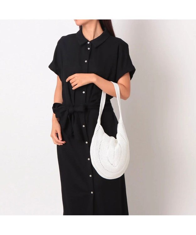 UNBILLION カシュカシュ cachecache / ラメ糸ラウンドセミショルダー ホワイト