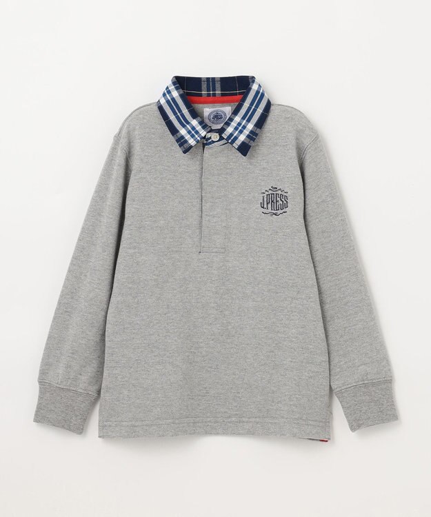 J.PRESS KIDS 【110-130cm】柄襟ラガー 長袖ポロシャツ グレー系