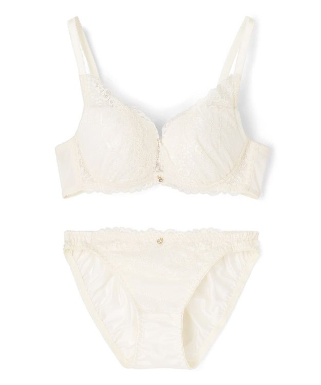 San-ai Resort（三愛水着楽園） 【northerly bra フィットシリーズ 谷間メイク】 カシュクールレースモールド ブラジャー＆ショーツSet B～Fカップ アイボリー