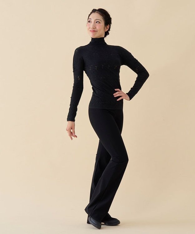 Chacott 【ノーソーイングニット】ホールハイネックニットトップ ブラック