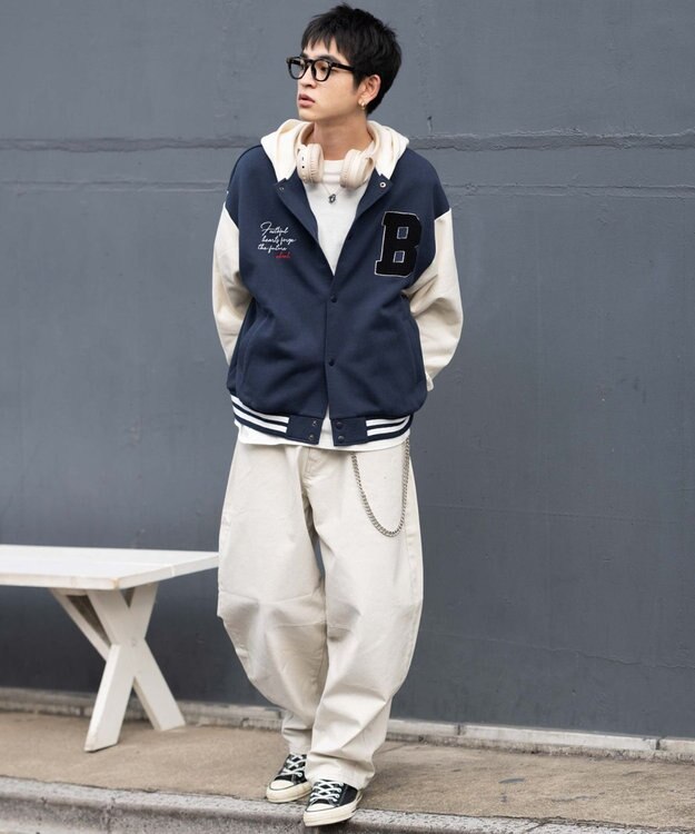 WEGO 【ユニセックス着用ITEM】スウェットフードスタジャン ネイビー