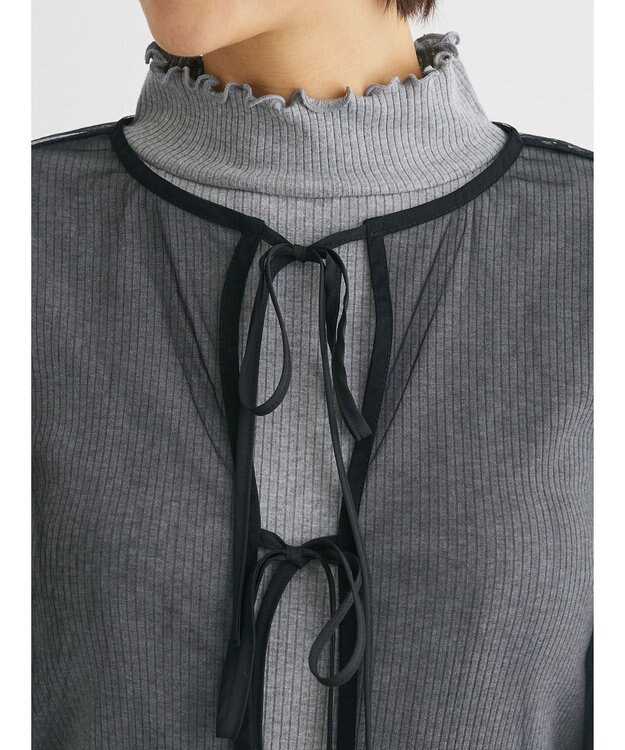 Green Parks ・ＥＬＥＮＣＡＲＥ　ＤＵＥ　２ｗａｙチュールブラウス Black