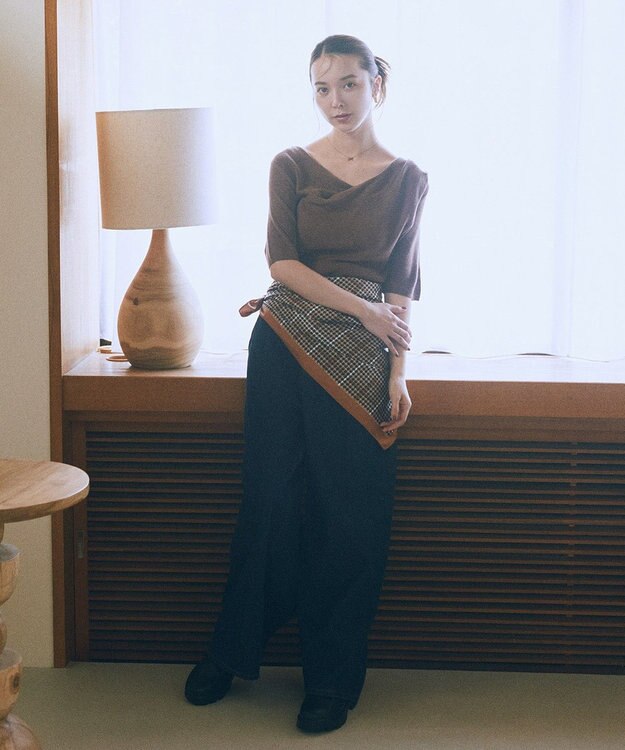 earth music&ecology ドレープニットプルオーバー Brown