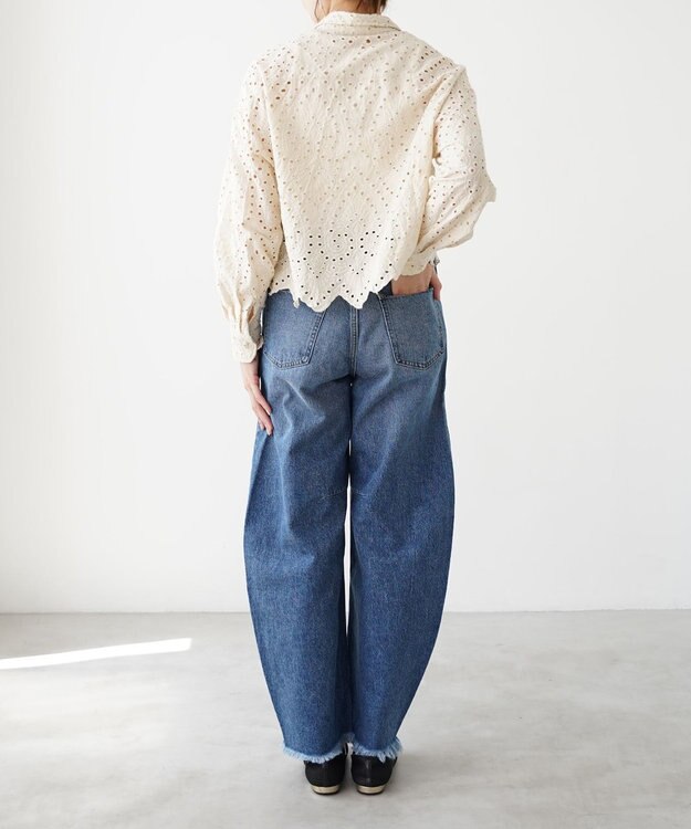 woadblue 再入荷＜坪田あさみさんコラボ＞コットン100％ ブレットデニムパンツ BLUE