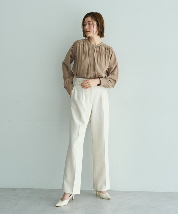 YECCA VECCA ギャザーブラウス Beige