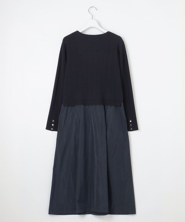 J.PRESS LADIES 【WEB限定・洗える】ニット コンビ ワンピース ネイビー系