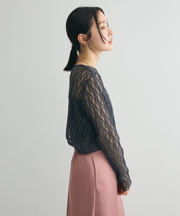 Green Parks パネルラインレースカットプルオーバー Gray