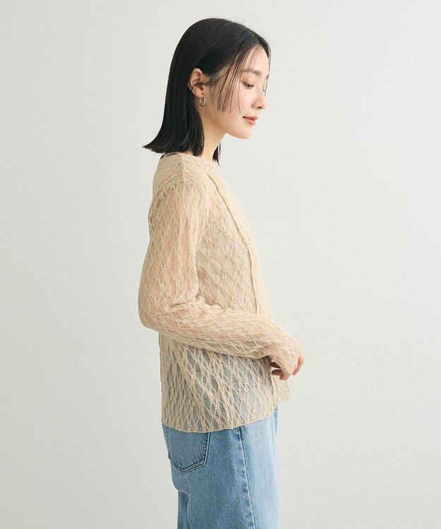 Green Parks パネルラインレースカットプルオーバー Light Beige