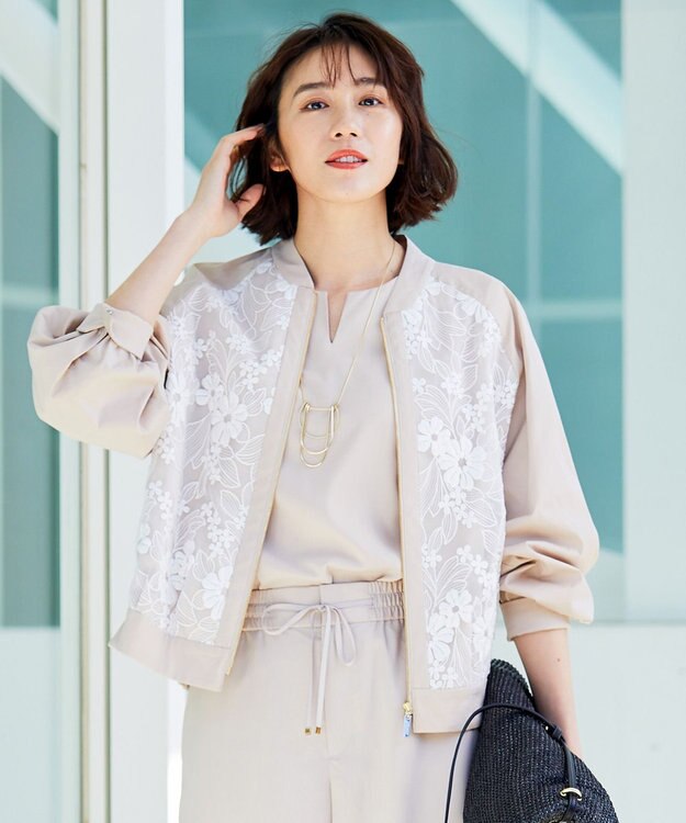 自由区 エンブロイダリー ブルゾン ベージュ系