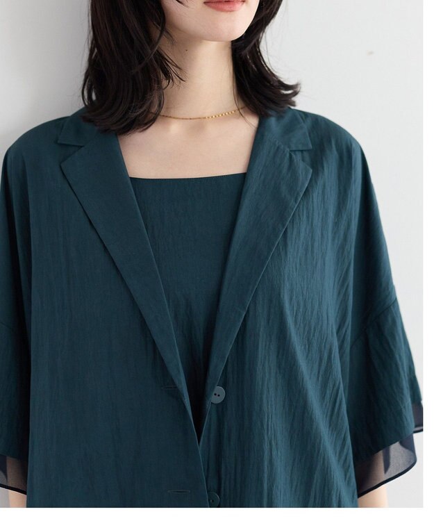 YECCA VECCA 【UVカット/遮熱/接触冷感】COOL袖シアージャケット Blue Green