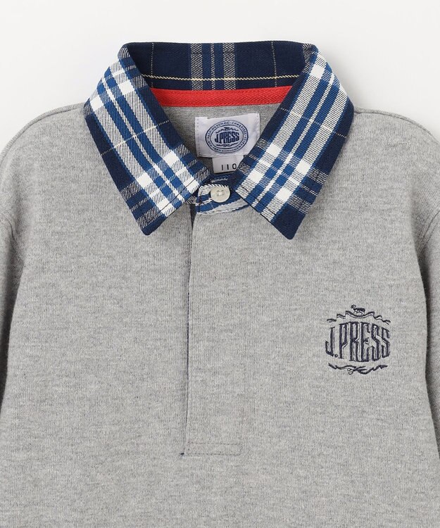 J.PRESS KIDS 【110-130cm】柄襟ラガー 長袖ポロシャツ グレー系