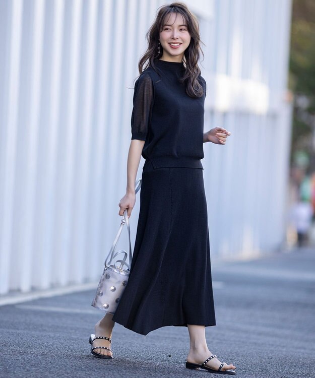 ANY SIS 【好印象企画】ニット セットアップ ネイビー