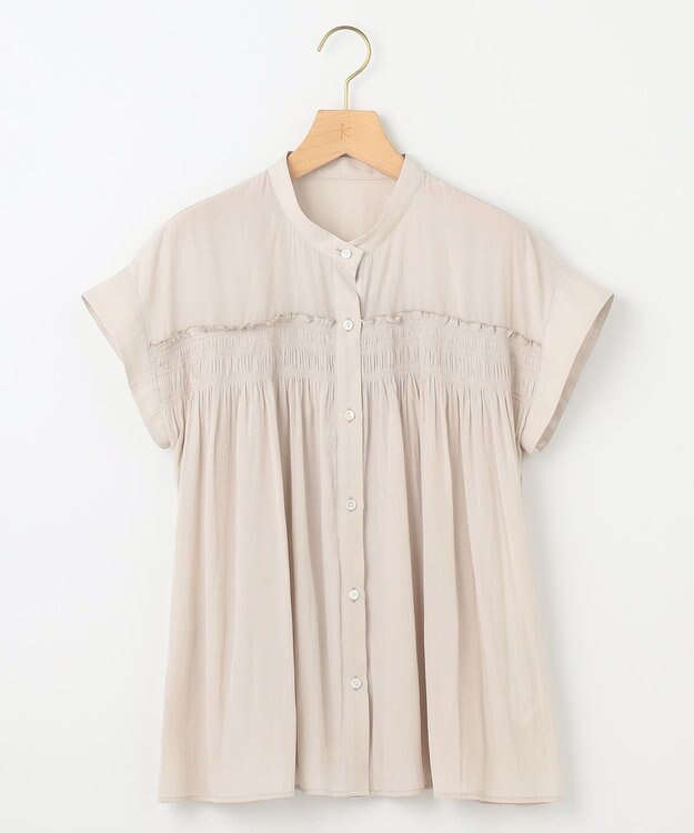 組曲 L ギャザーライトデシンシャーリング ブラウス アイボリー系