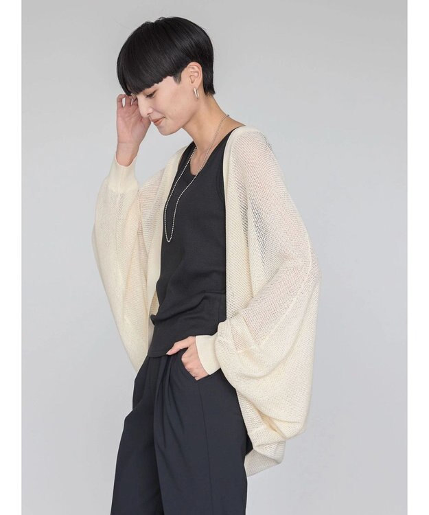 AMERICAN HOLIC ニュアンスメッシュニットカーディガン Ivory