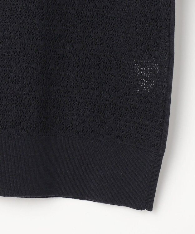 J.PRESS LADIES S Lace Jacquard ニット ブルゾン ネイビー系