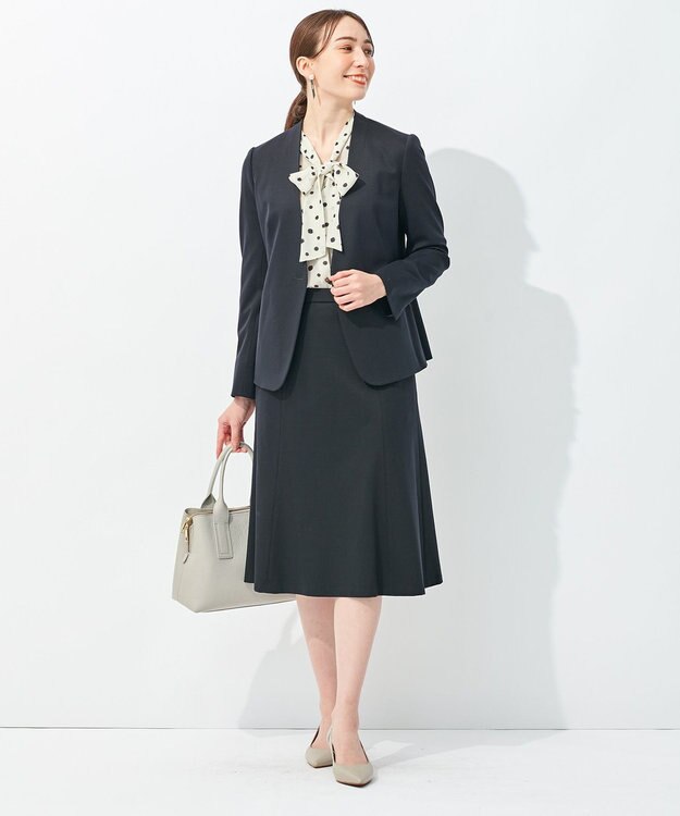 自由区 【セットアップ可】ドットプリント ボウタイブラウス ベージュ系5