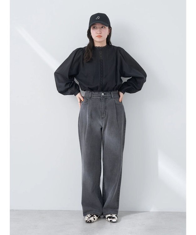 earth music&ecology タックルーズデニムパンツ Black