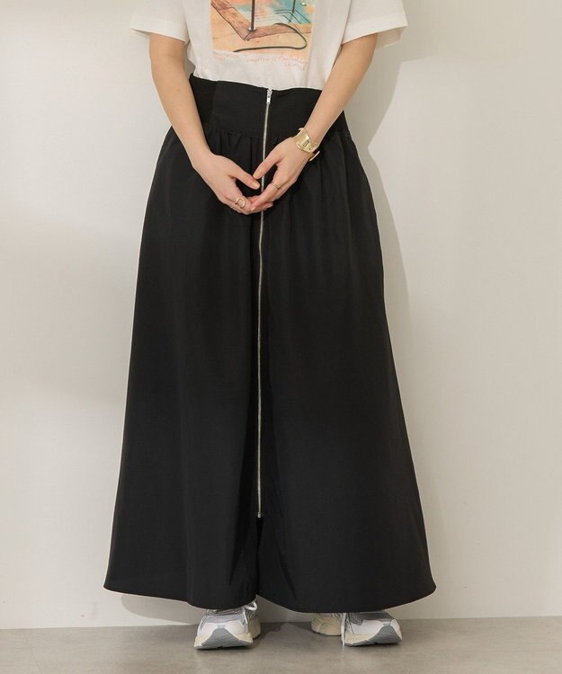 AMERICAN HOLIC 撥水加工 フロントZIPフレアスカート Black