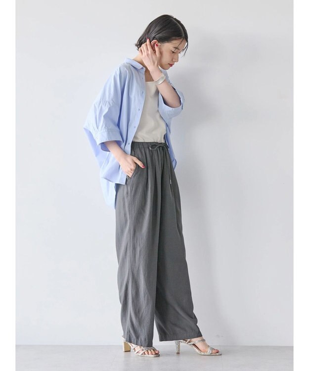 AMERICAN HOLIC ＵＶカットバックドレープシャツ Sax