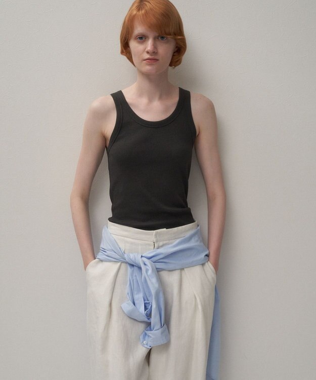 ATON RECYCLE SUVIN RIB | タンクトップ CHARCOAL GRAY