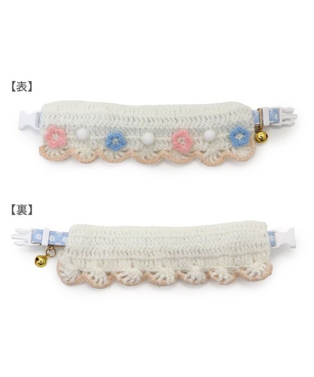 PET PARADISE ペットパラダイス 猫首輪 お花編み S / M ホワイト