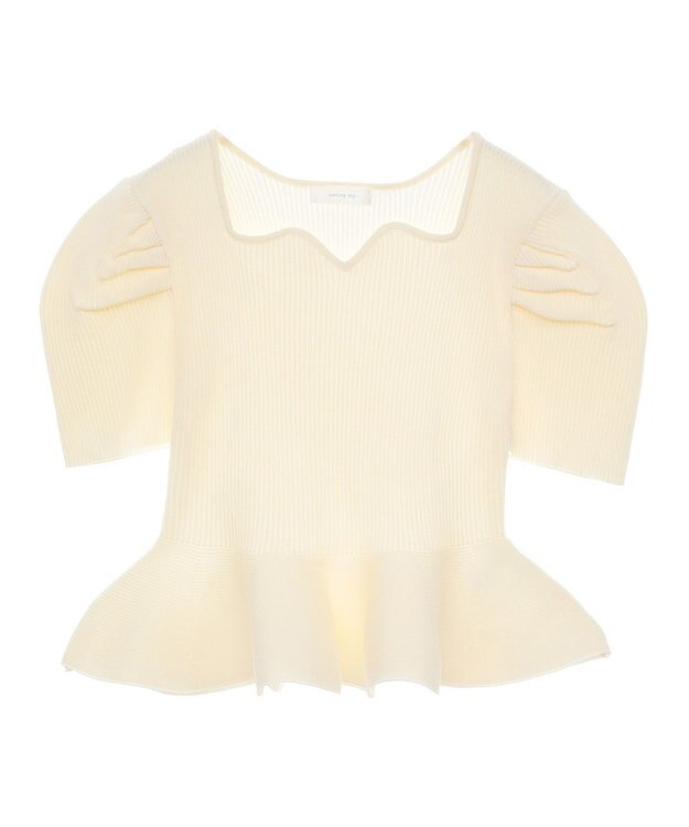 Green Parks ・ｓｗｉｎｇ　ｂｙ　ハートネックペプラムニット Off White