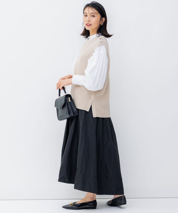 23区 【洗える】コットンカシミヤ ニットベスト ベージュ系