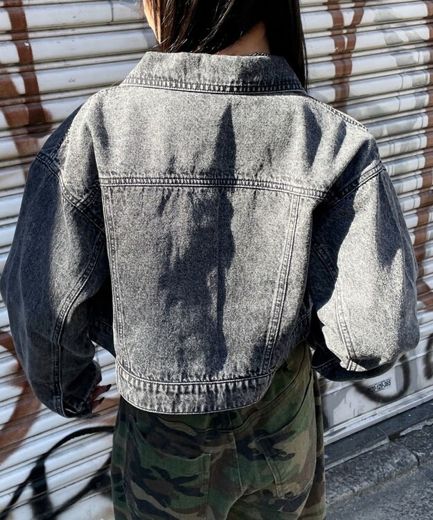 WEGO ヴィンテージウォッシュショートデニムジャケット ブラックその他