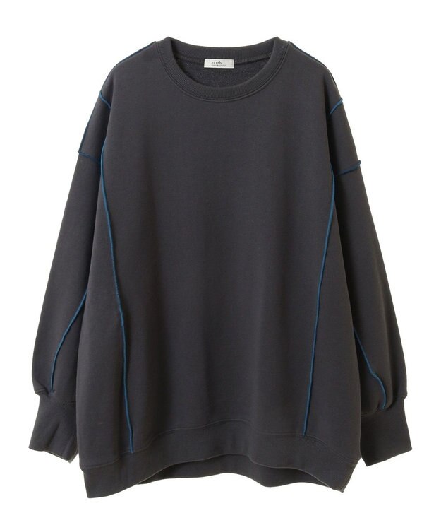 earth music&ecology 配色ルーズチュニック Charcoal Gray