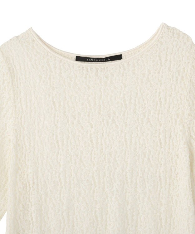 YECCA VECCA 5分袖レースシアートップス Ivory