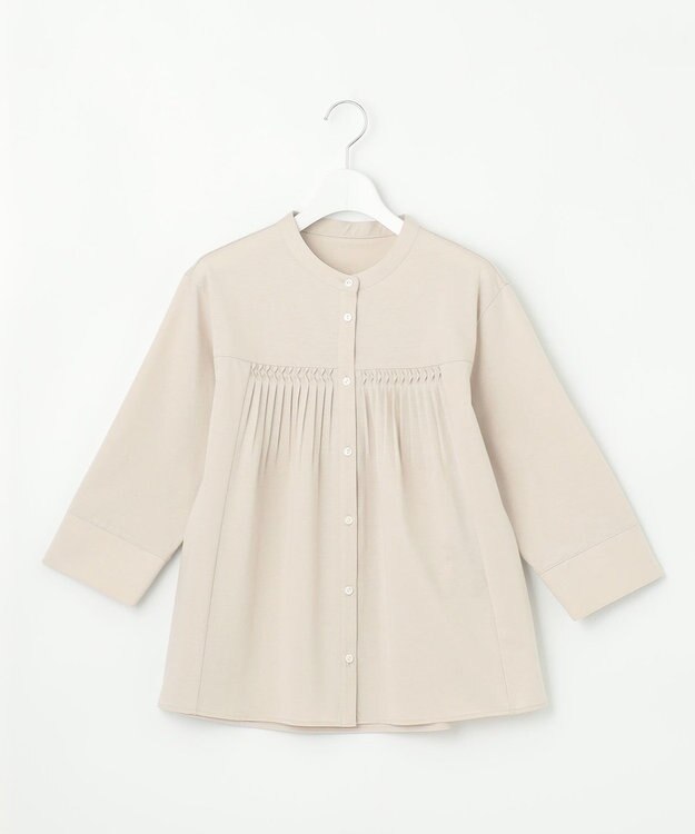 J.PRESS LADIES キャタピラシャツジャージー バンドカラー カットソー ベージュ系