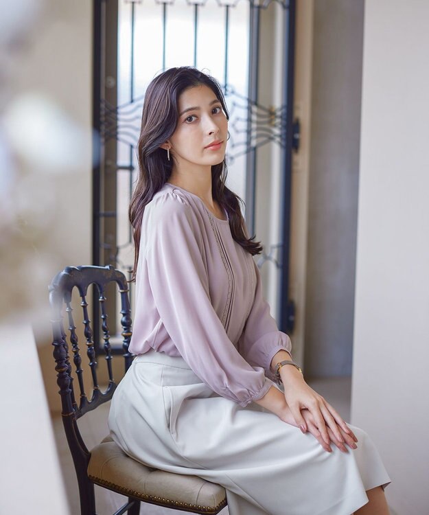 Tiaclasse 【洗える】ピンタックレースブラウス ピンク