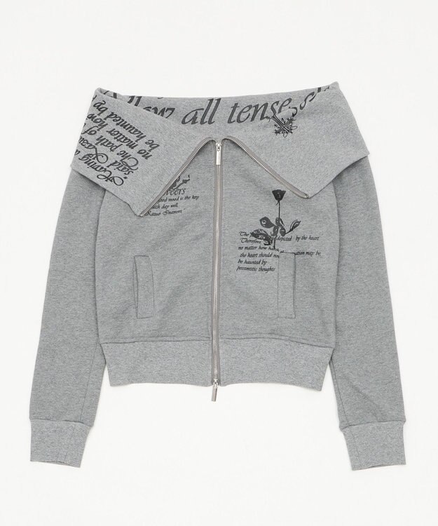 WEGO オフショルグラフィックスウェット 杢グレー