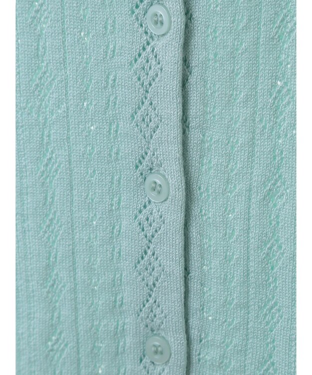 earth music&ecology リボン柄透かし編みニットカーディガン Mint