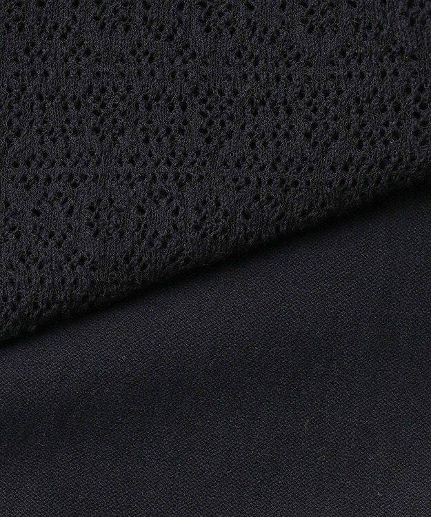 J.PRESS LADIES S Lace Jacquard ニット ブルゾン ネイビー系