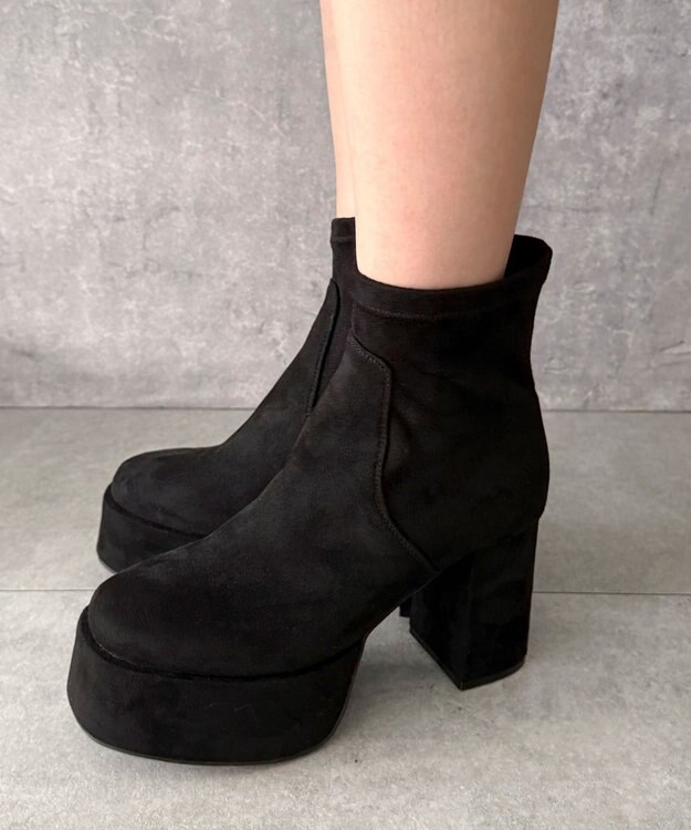 WEGO ストレッチヒールショートブーツ ブラックその他