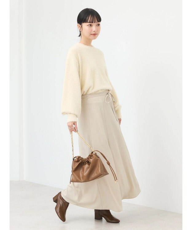 earth music&ecology リボンフレアスカート Beige