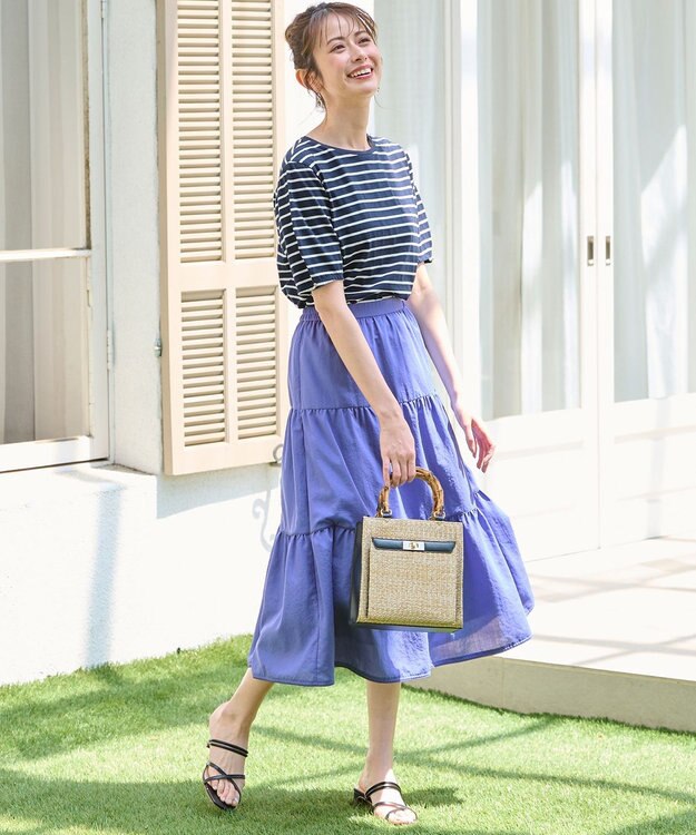 ANY SIS 【撥水・UVカット・速乾】ティアード スカート ブルー