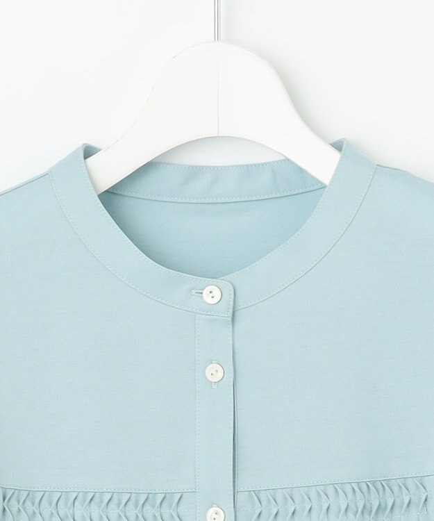 J.PRESS LADIES キャタピラシャツジャージー バンドカラー カットソー ライトアクア系