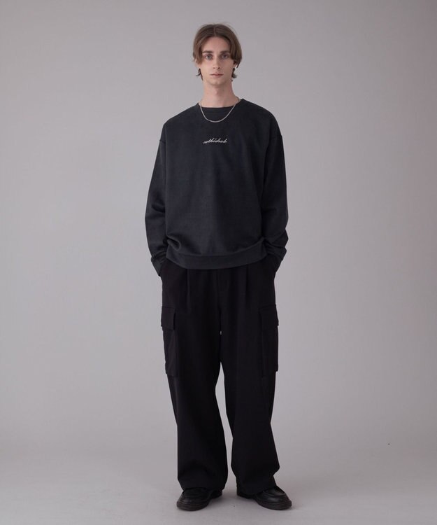 WEGO 【ユニセックス着用ITEM/2点SET/MLサイズ展開】アクセ付きフェイクスウェードプルオーバー ブラック中濃色