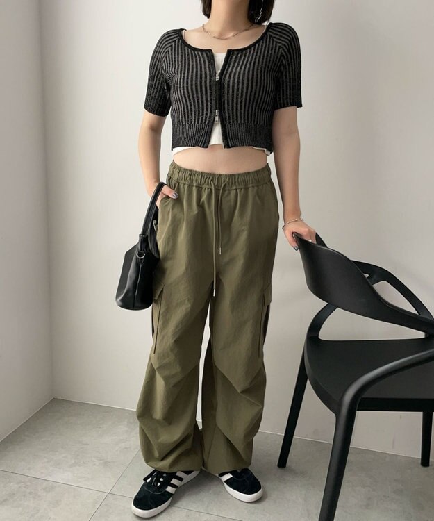 WEGO ダブルジップオフショルニットトップス ブラック