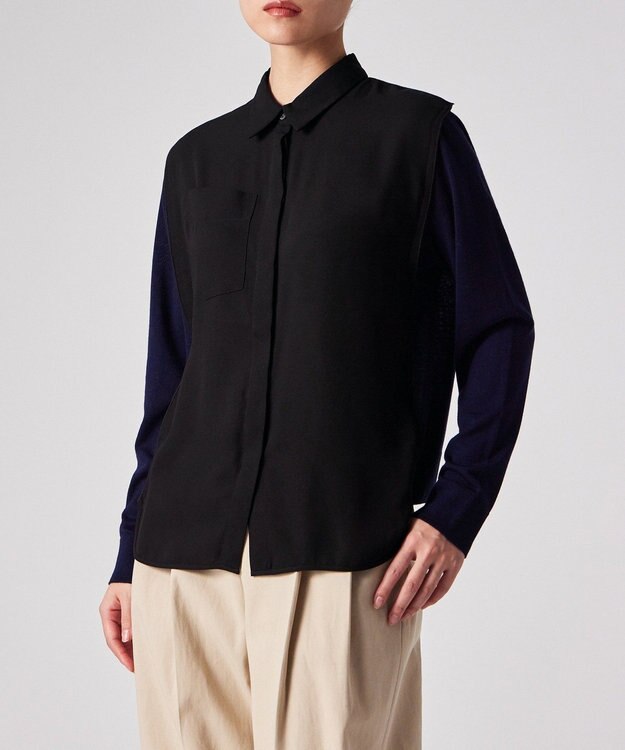 Paul Smith バイカラー シャツコンビ ニット ブラック