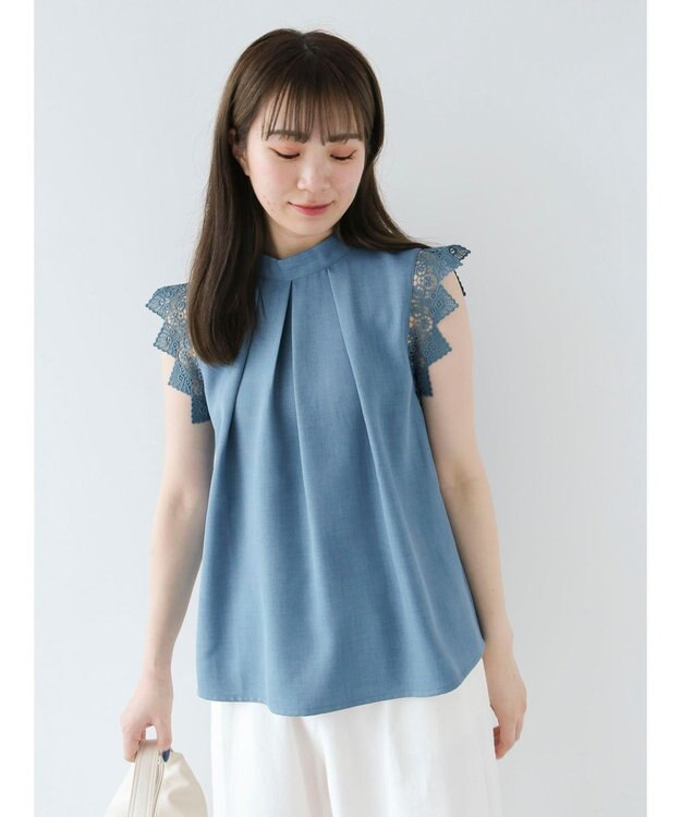 Green Parks ・ＥＬＥＮＣＡＲＥ　ＤＵＥ　リネンライクレースブラウス Green