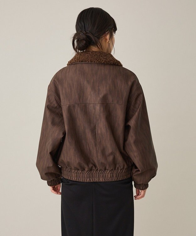 CRAFT STANDARD BOUTIQUE フェイクレザー衿ボアブルゾン Beige