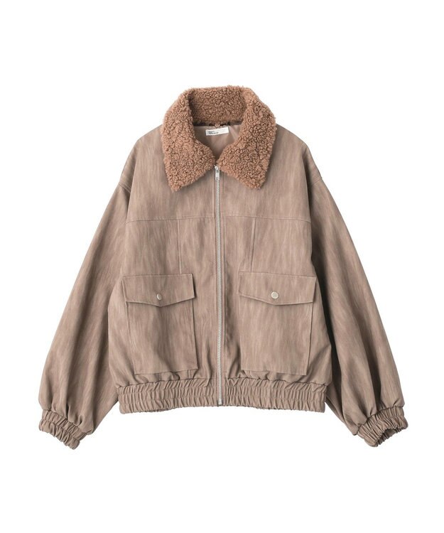 CRAFT STANDARD BOUTIQUE フェイクレザー衿ボアブルゾン Beige