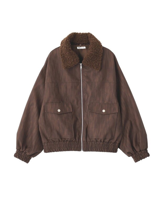 CRAFT STANDARD BOUTIQUE フェイクレザー衿ボアブルゾン Brown