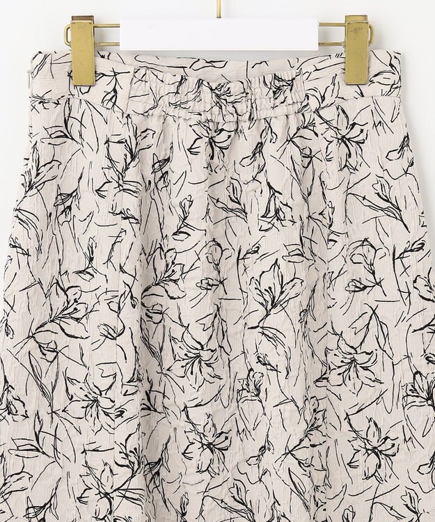 ANY SIS 【洗える】フラワーフクレジャカード スカート アイボリー×ブラック