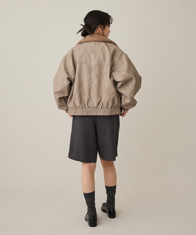 CRAFT STANDARD BOUTIQUE フェイクレザー衿ボアブルゾン Beige