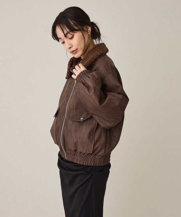 CRAFT STANDARD BOUTIQUE フェイクレザー衿ボアブルゾン Beige